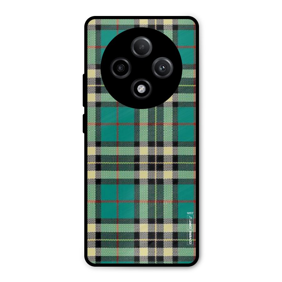 Green Check Metal Back Case for Oppo F27 Pro Plus