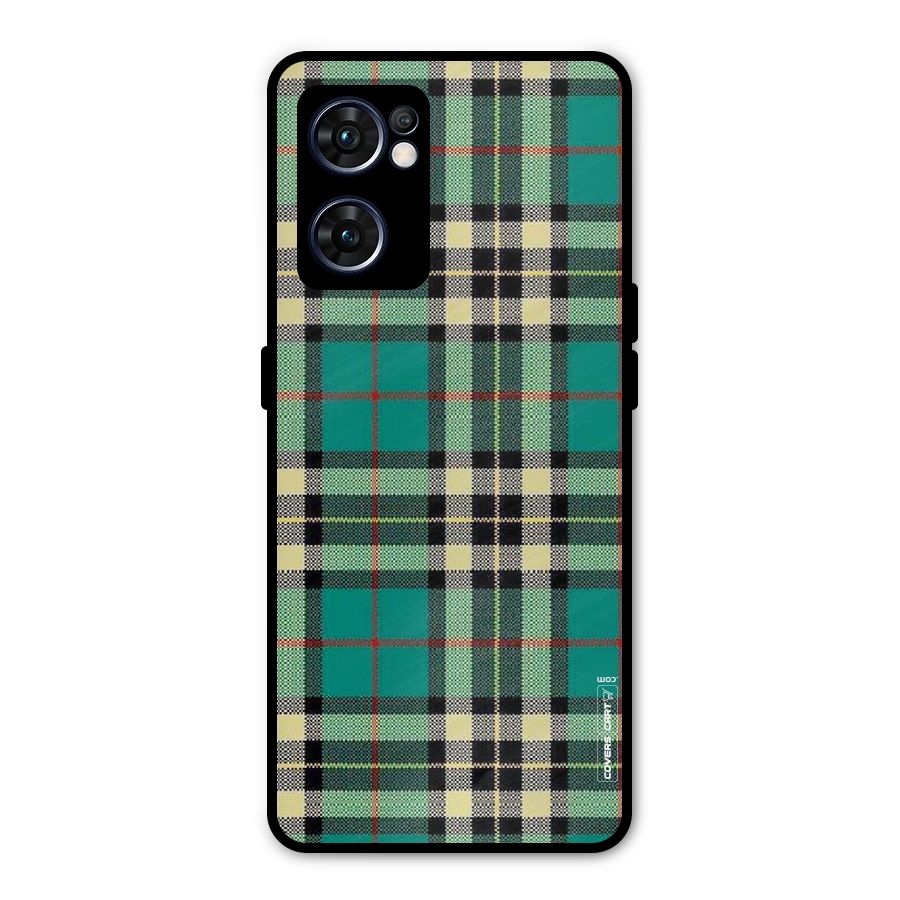 Green Check Metal Back Case for Oppo Reno7 5G