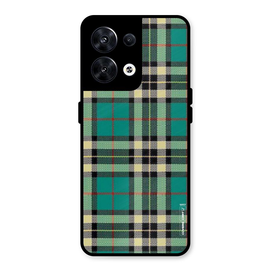 Green Check Metal Back Case for Oppo Reno8 5G