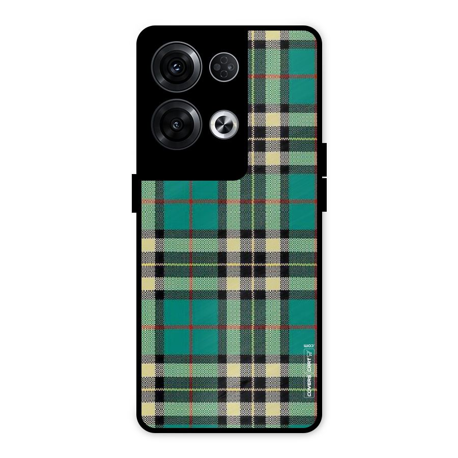 Green Check Metal Back Case for Oppo Reno8 Pro 5G
