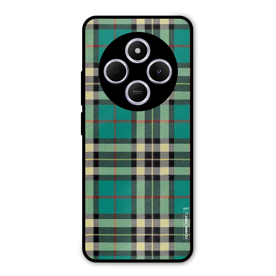 Green Check Metal Back Case for Poco C75 5G