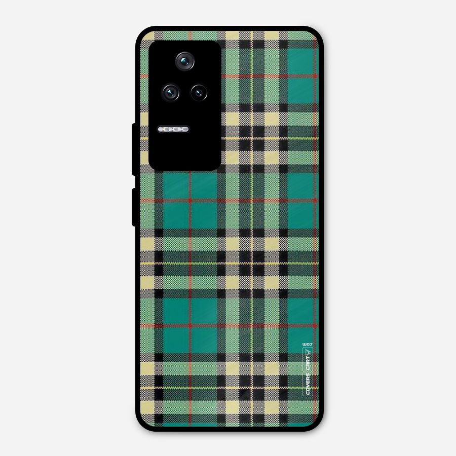 Green Check Metal Back Case for Poco F4 5G