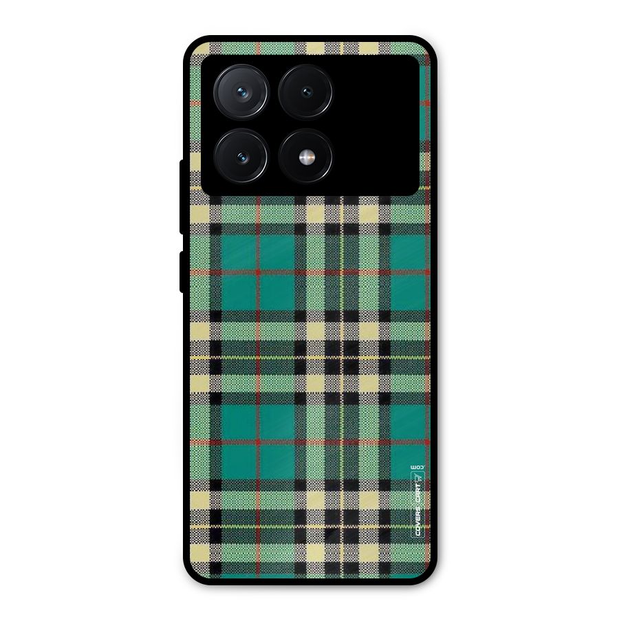 Green Check Metal Back Case for Poco X6 Pro
