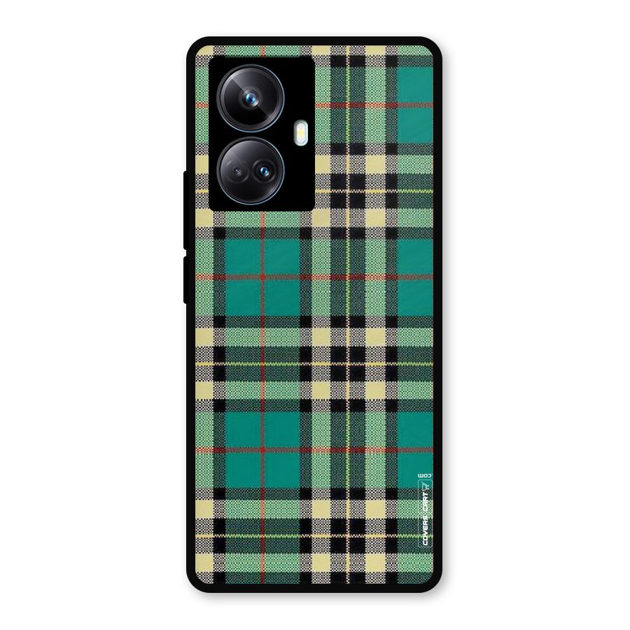 Green Check Metal Back Case for Realme 10 Pro Plus
