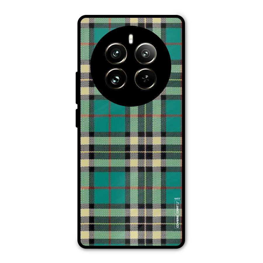 Green Check Metal Back Case for Realme 12 Pro