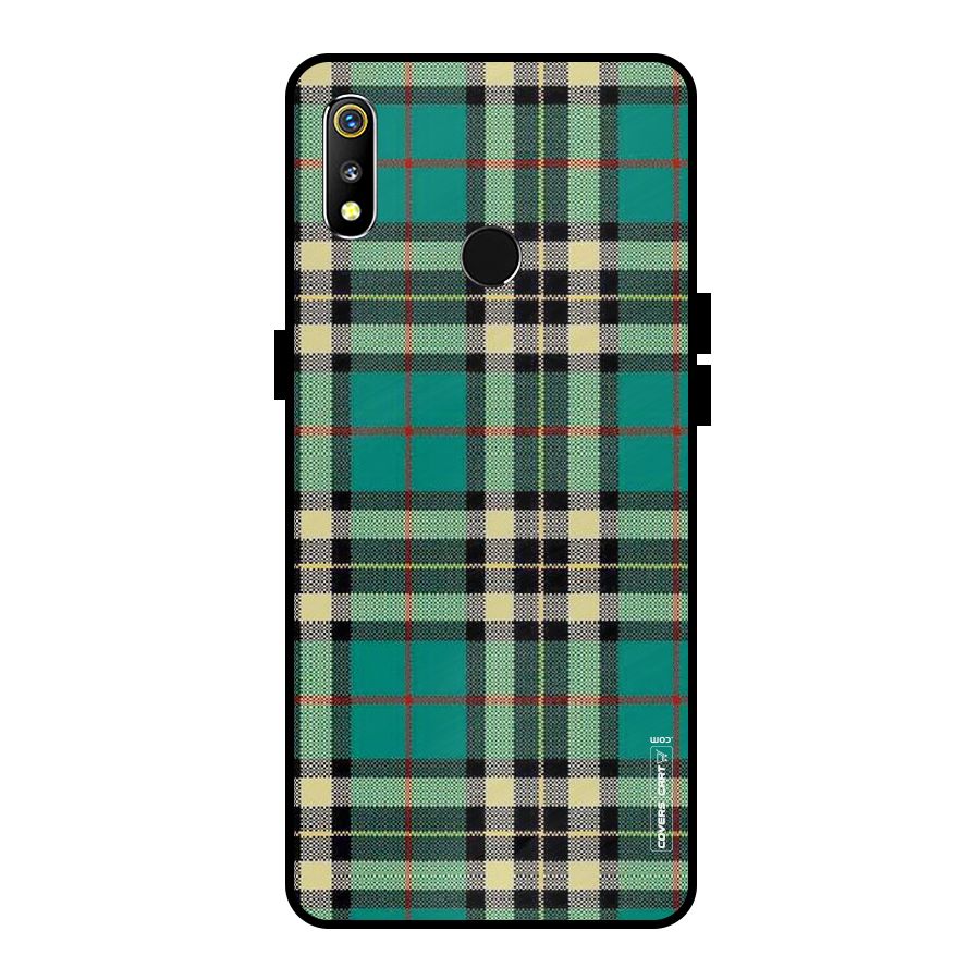 Green Check Metal Back Case for Realme 3i