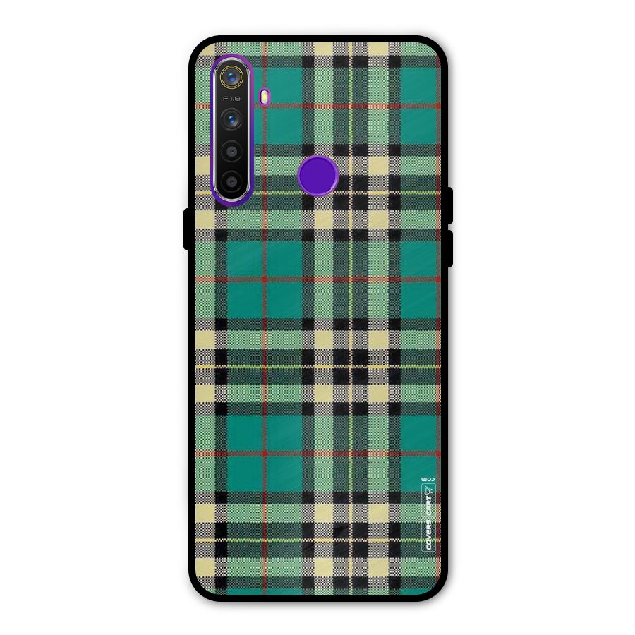 Green Check Metal Back Case for Realme 5i