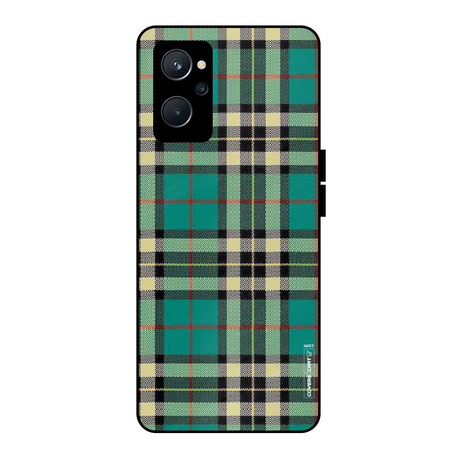Green Check Metal Back Case for Realme 9i 5G
