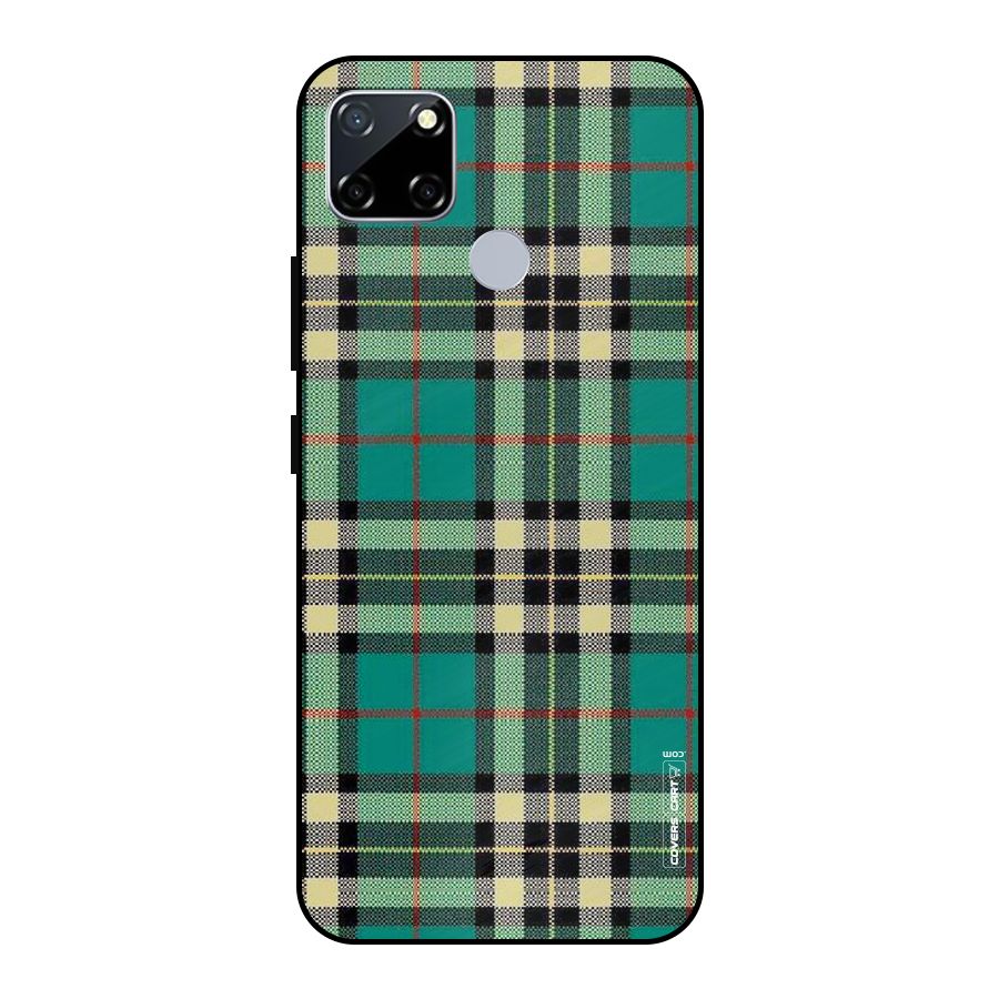 Green Check Metal Back Case for Realme Narzo 20