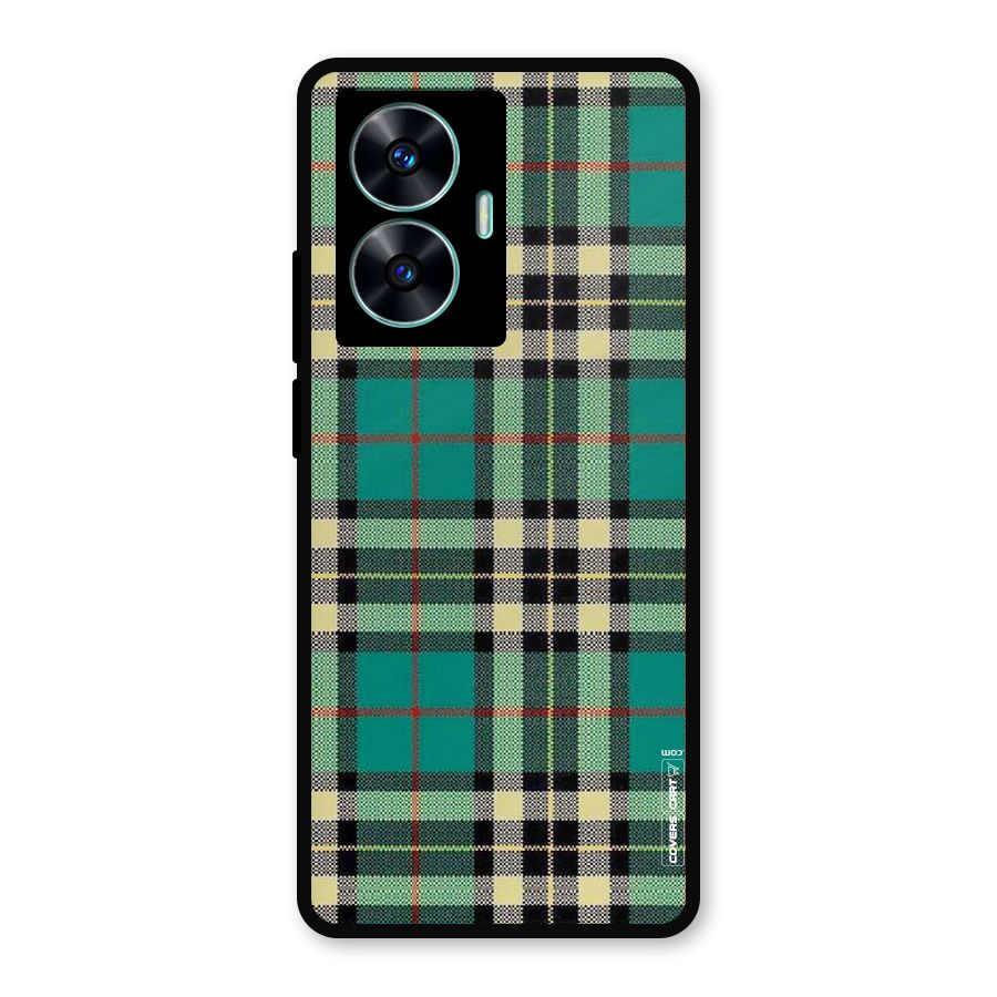 Green Check Metal Back Case for Realme Narzo N55