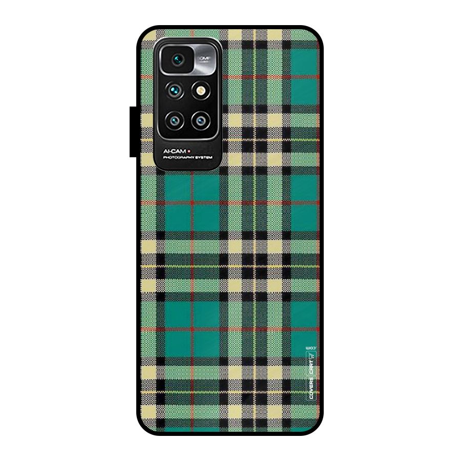 Green Check Metal Back Case for Redmi 10 Prime