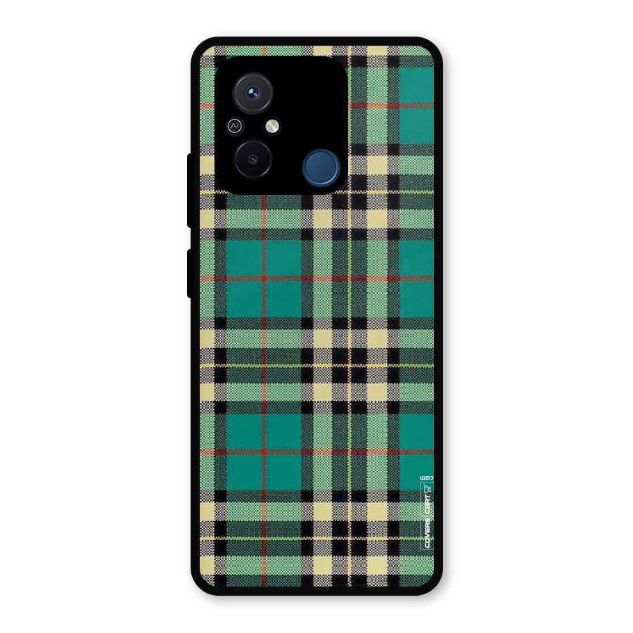 Green Check Metal Back Case for Redmi 12C