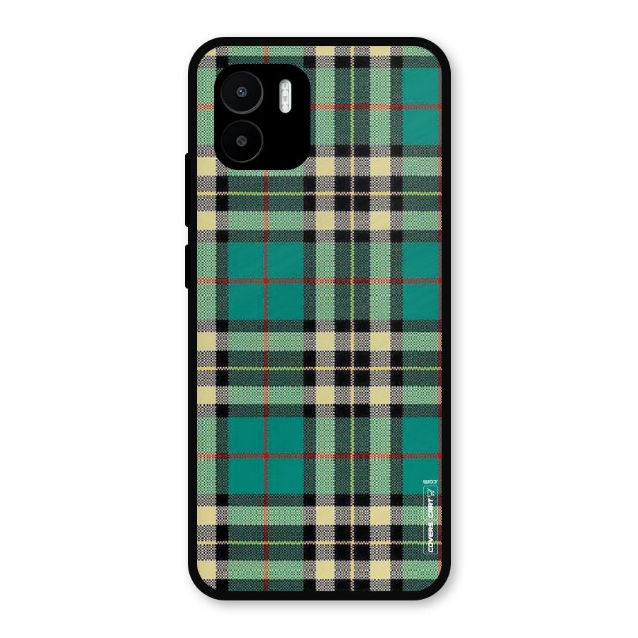 Green Check Metal Back Case for Redmi A2