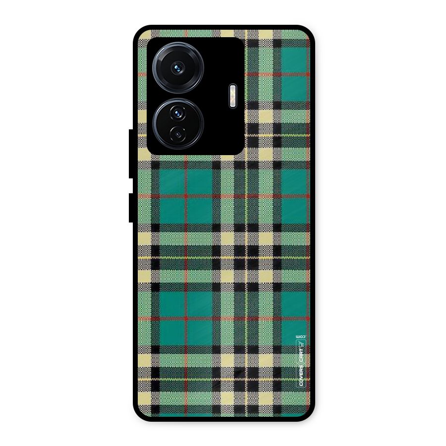 Green Check Metal Back Case for Vivo T1 Pro