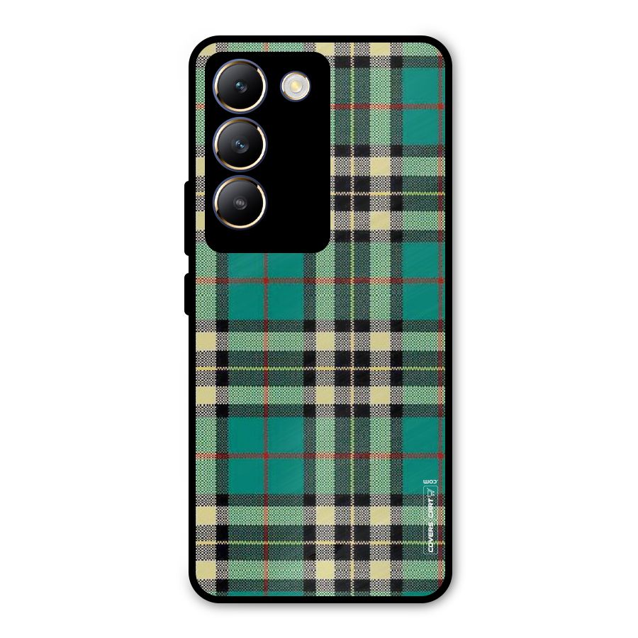 Green Check Metal Back Case for Vivo T3 5G