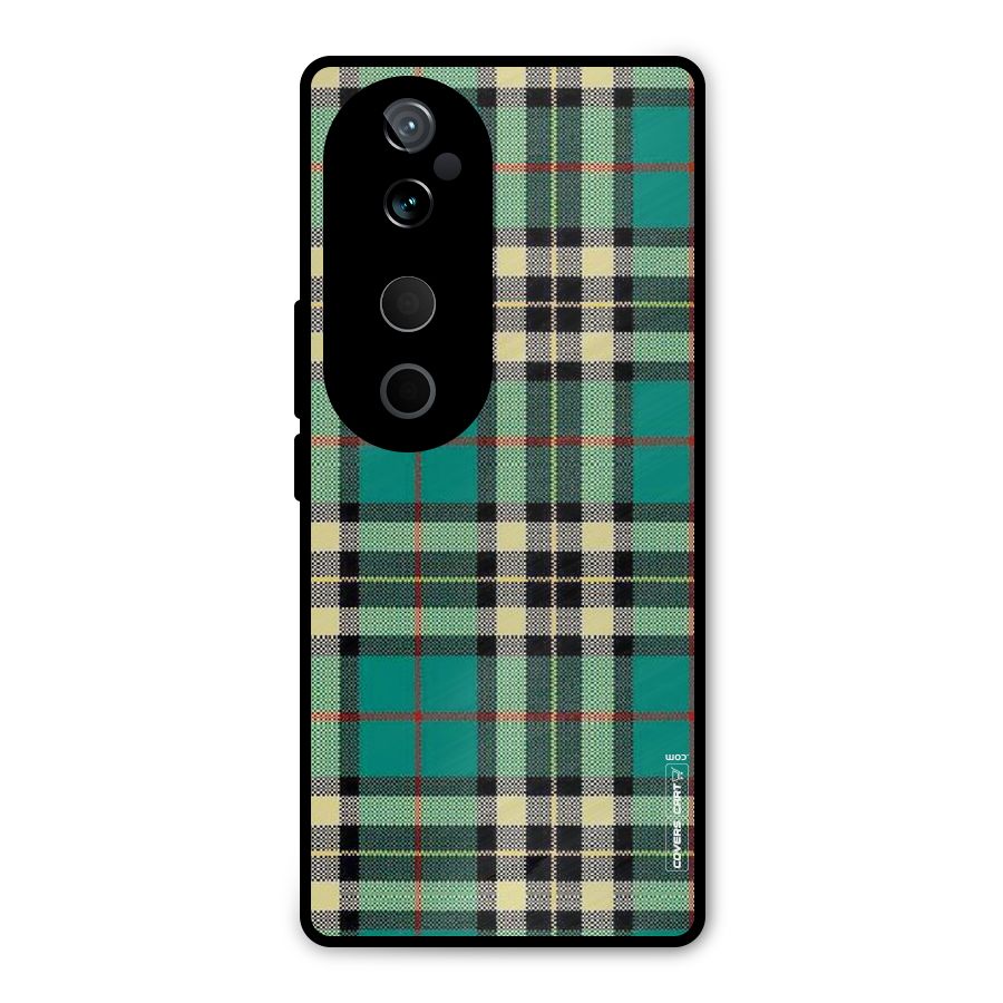 Green Check Metal Back Case for Vivo T3 Ultra