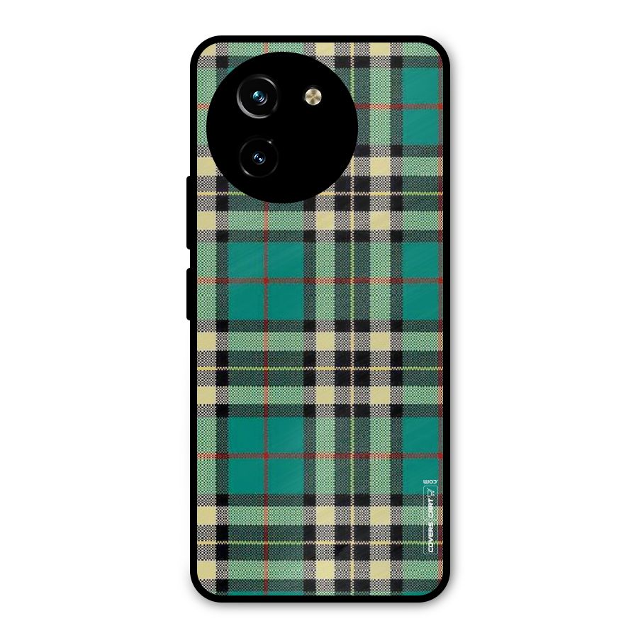 Green Check Metal Back Case for Vivo T3x
