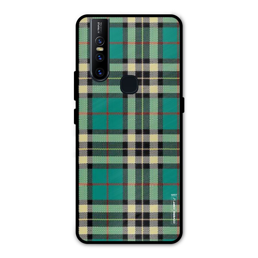 Green Check Metal Back Case for Vivo V15