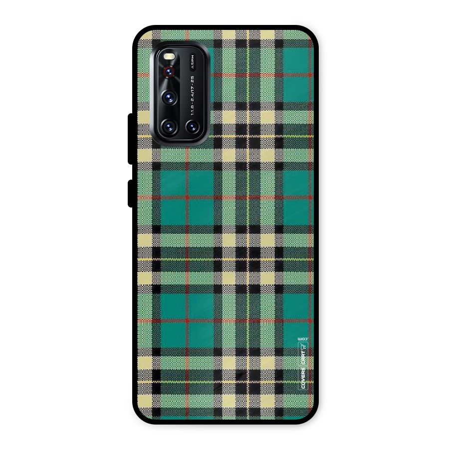 Green Check Metal Back Case for Vivo V19