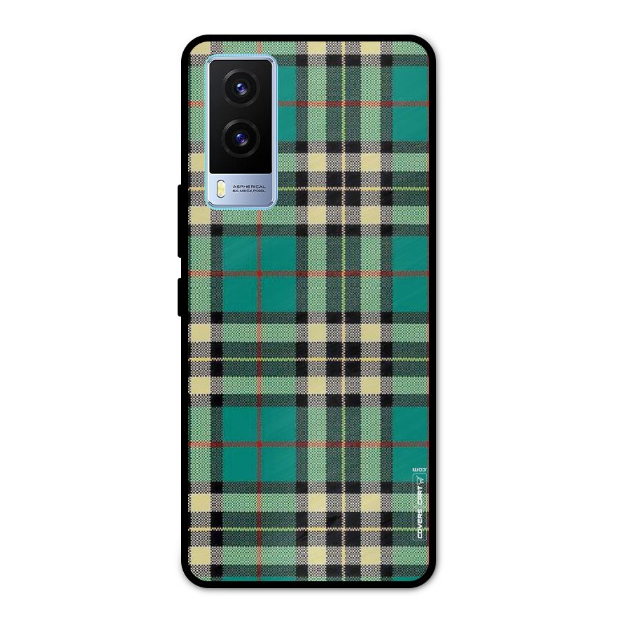 Green Check Metal Back Case for Vivo V21e 5G