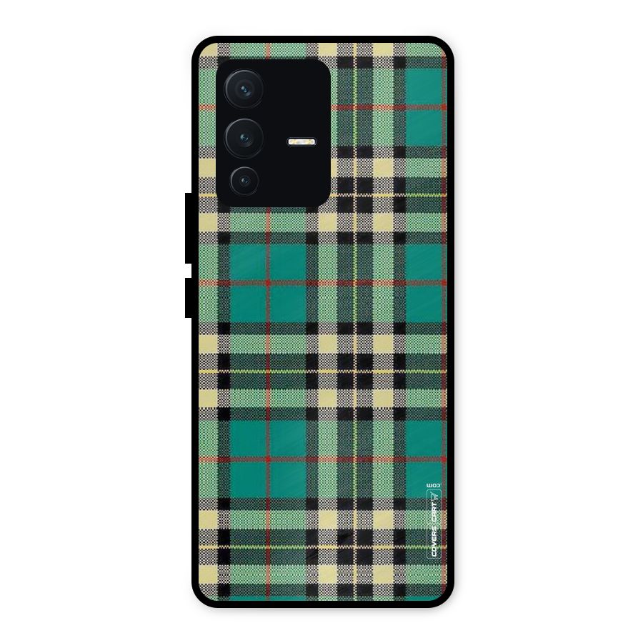 Green Check Metal Back Case for Vivo V23 5G