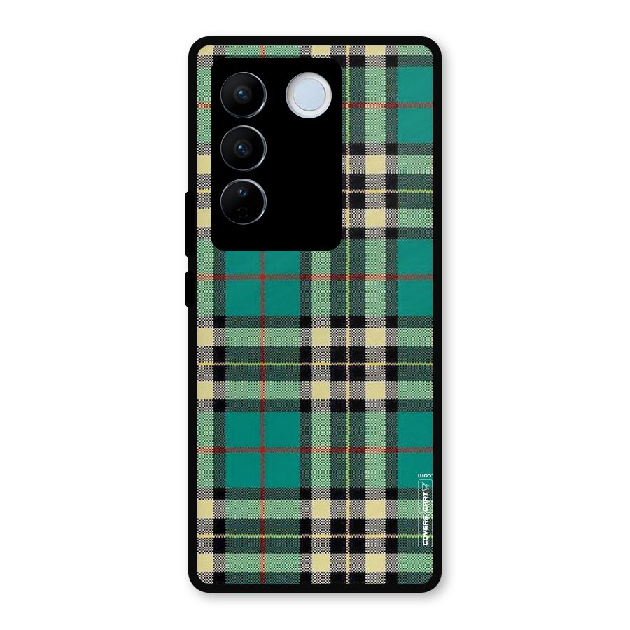 Green Check Metal Back Case for Vivo V27
