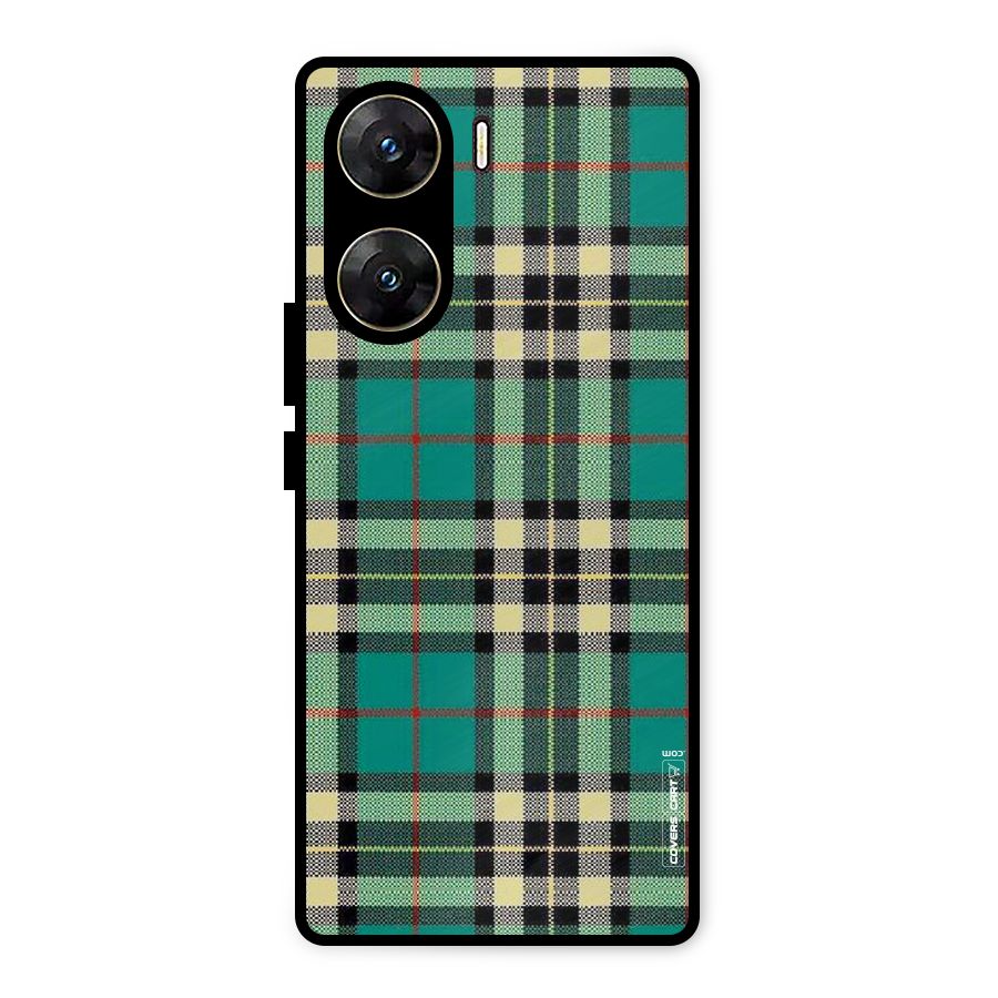 Green Check Metal Back Case for Vivo V29e