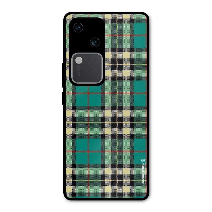 Green Check Metal Back Case for Vivo V30