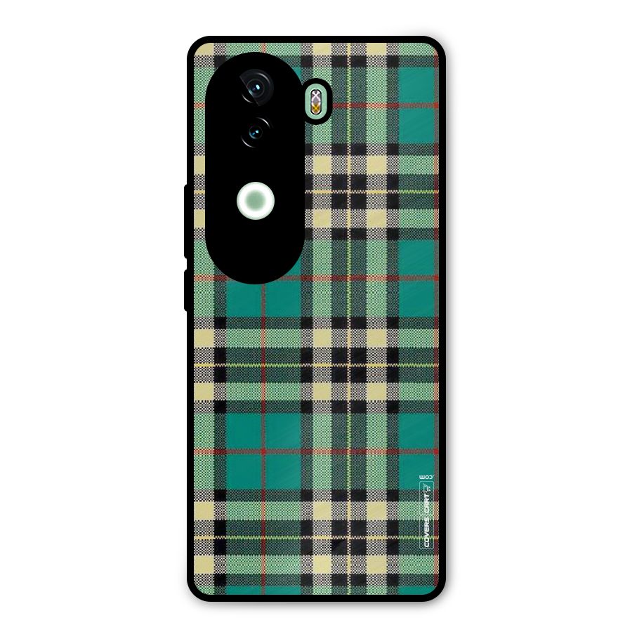 Green Check Metal Back Case for Vivo V40e