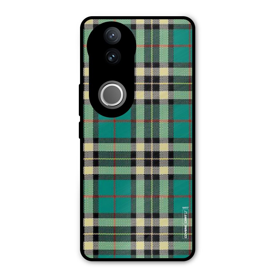 Green Check Metal Back Case for Vivo V50