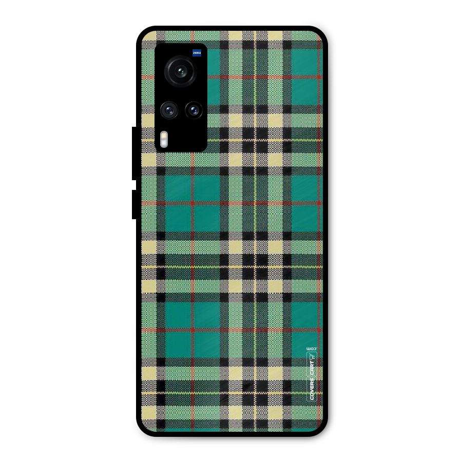 Green Check Metal Back Case for Vivo X60