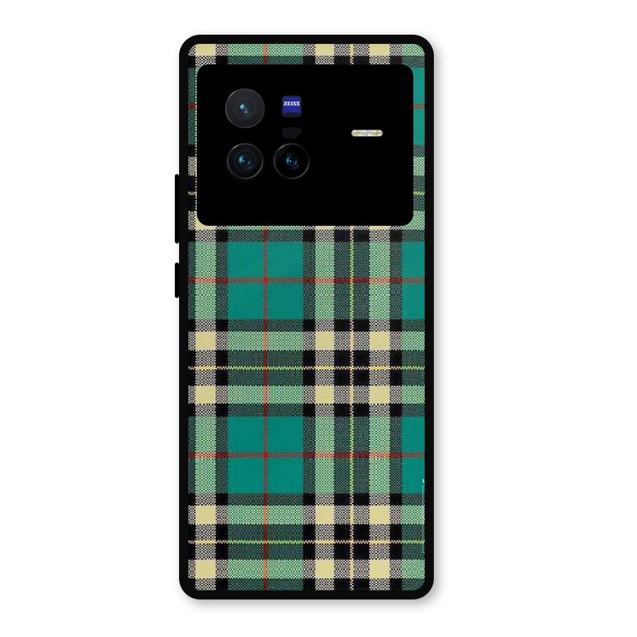 Green Check Metal Back Case for Vivo X80