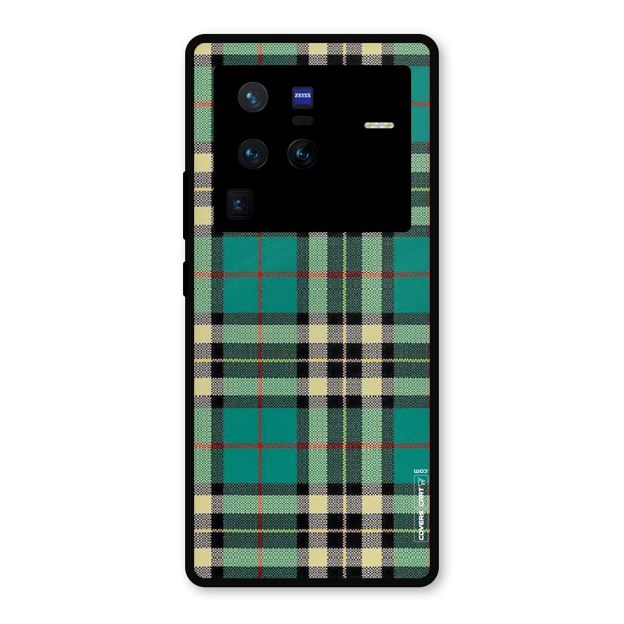Green Check Metal Back Case for Vivo X80 Pro