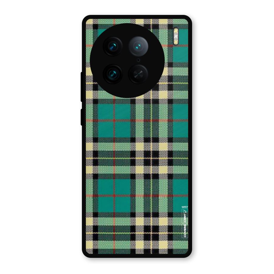 Green Check Metal Back Case for Vivo X90 Pro