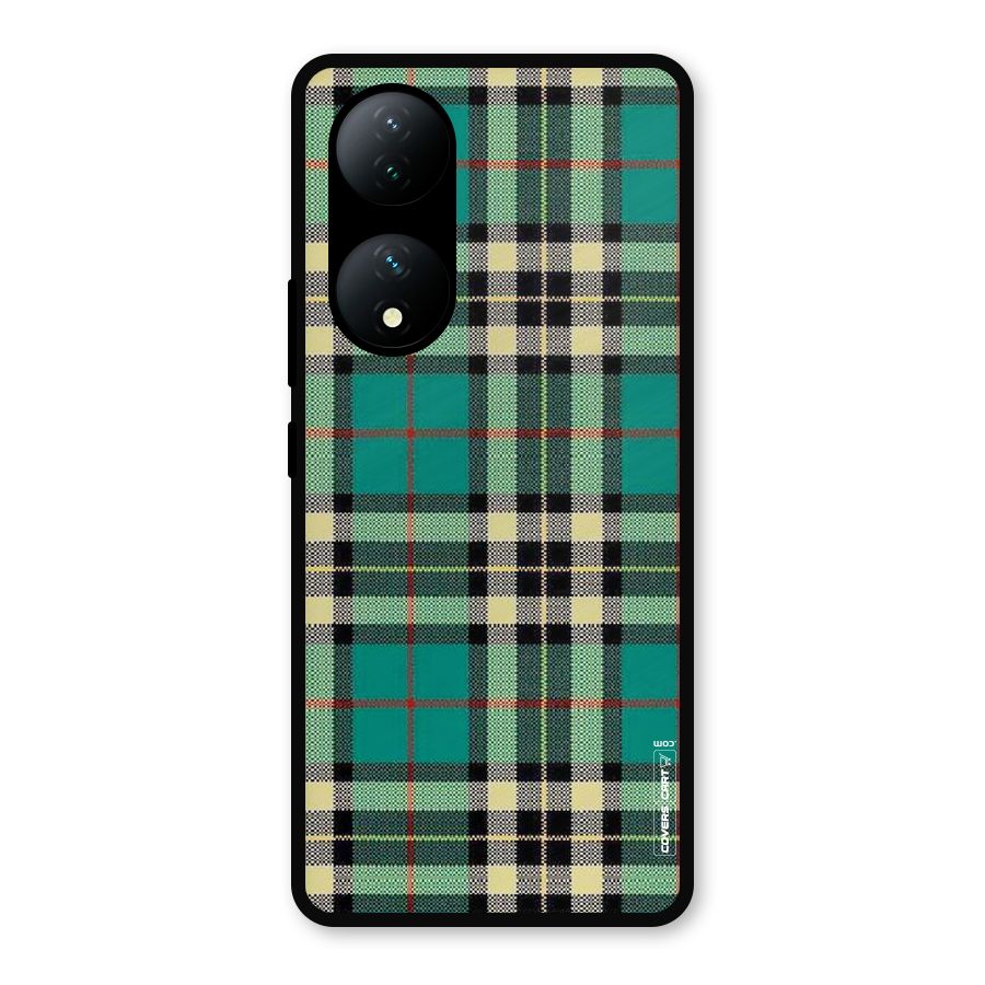 Green Check Metal Back Case for Vivo Y100a