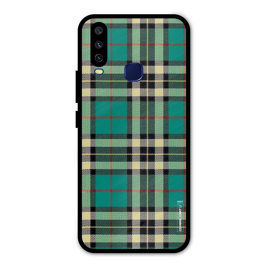 Green Check Metal Back Case for Vivo Y15