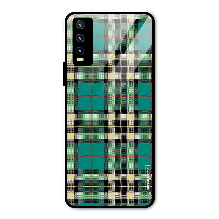 Green Check Metal Back Case for Vivo Y20