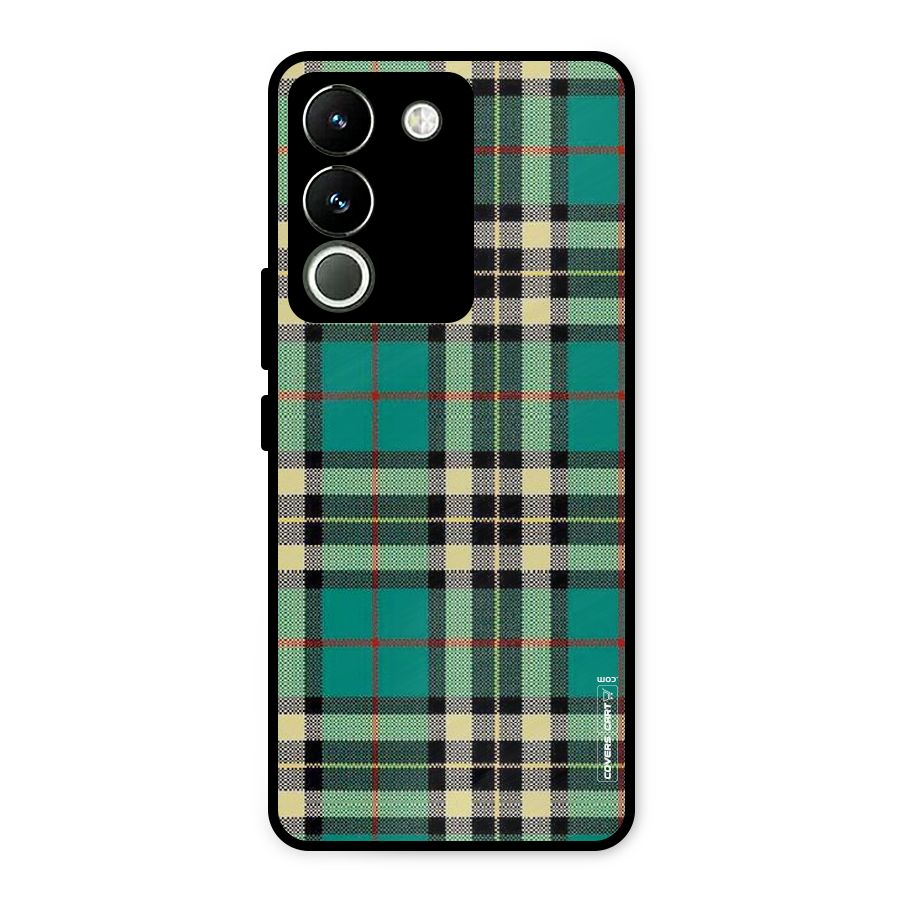 Green Check Metal Back Case for Vivo Y200