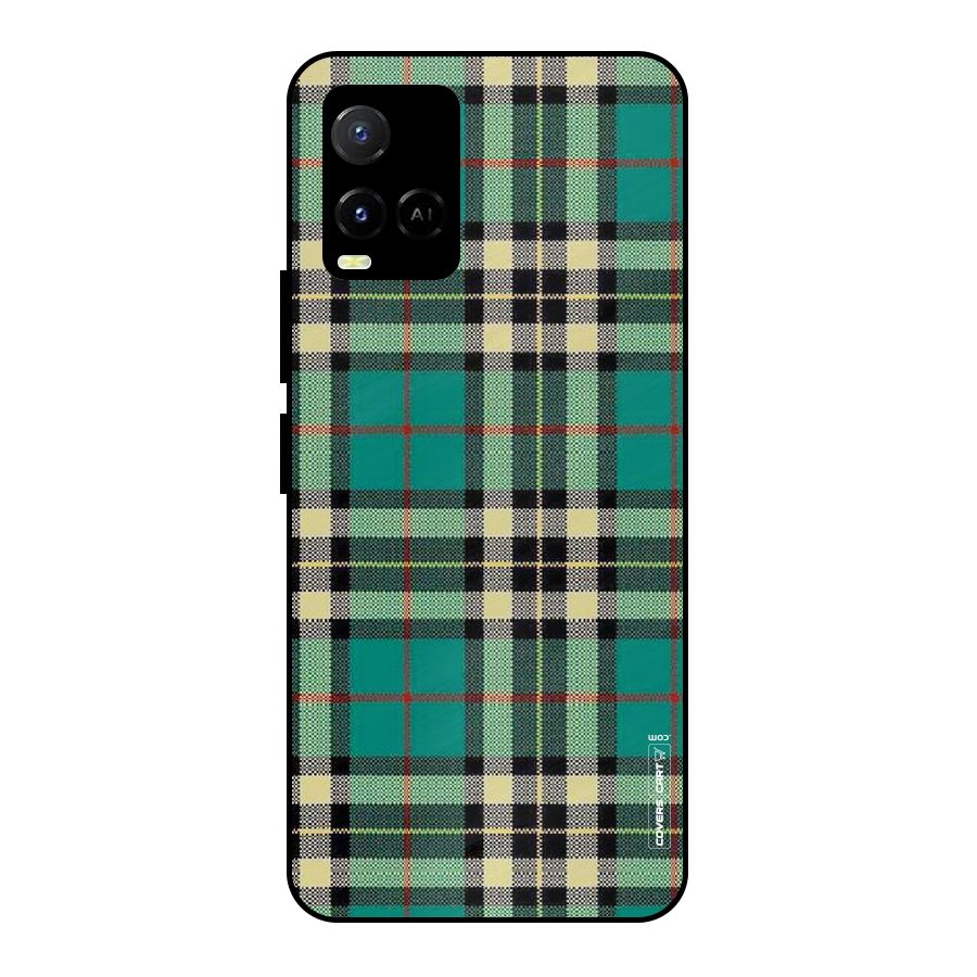 Green Check Metal Back Case for Vivo Y21T