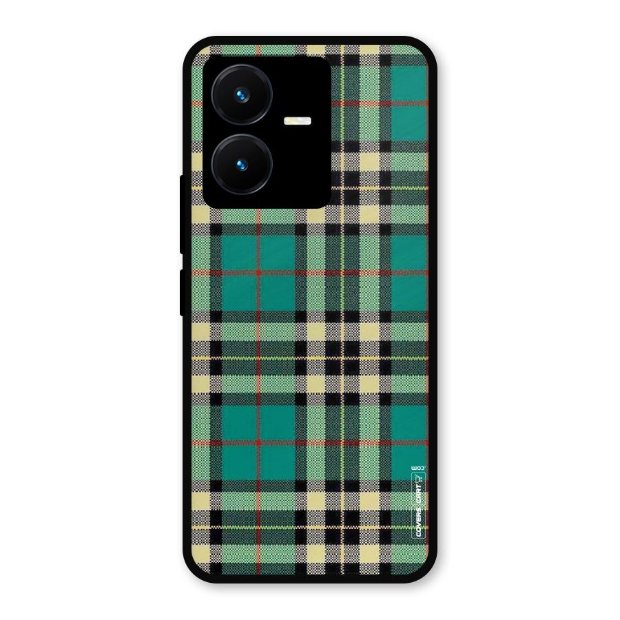 Green Check Metal Back Case for Vivo Y22
