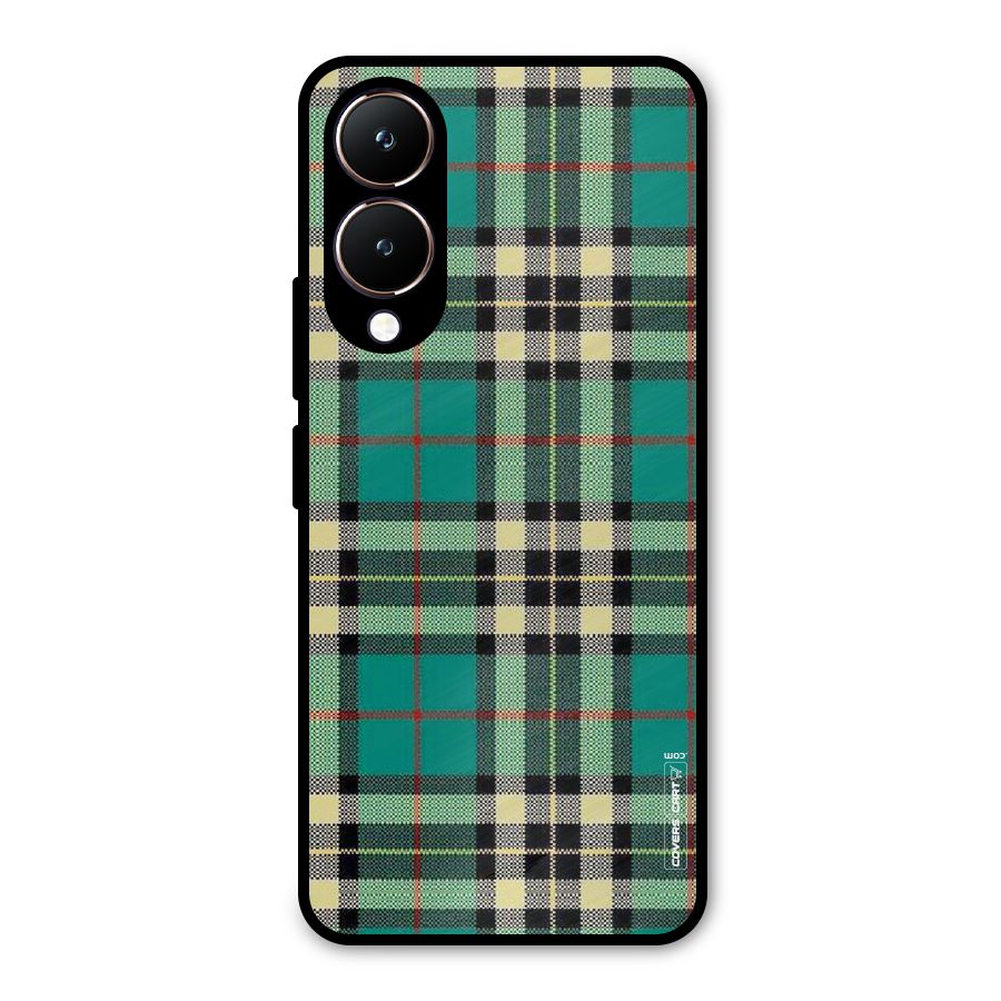 Green Check Metal Back Case for Vivo Y28