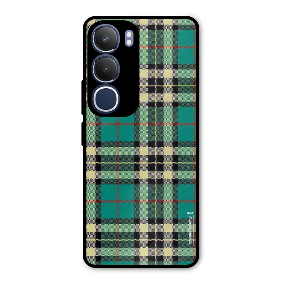 Green Check Metal Back Case for Vivo Y29