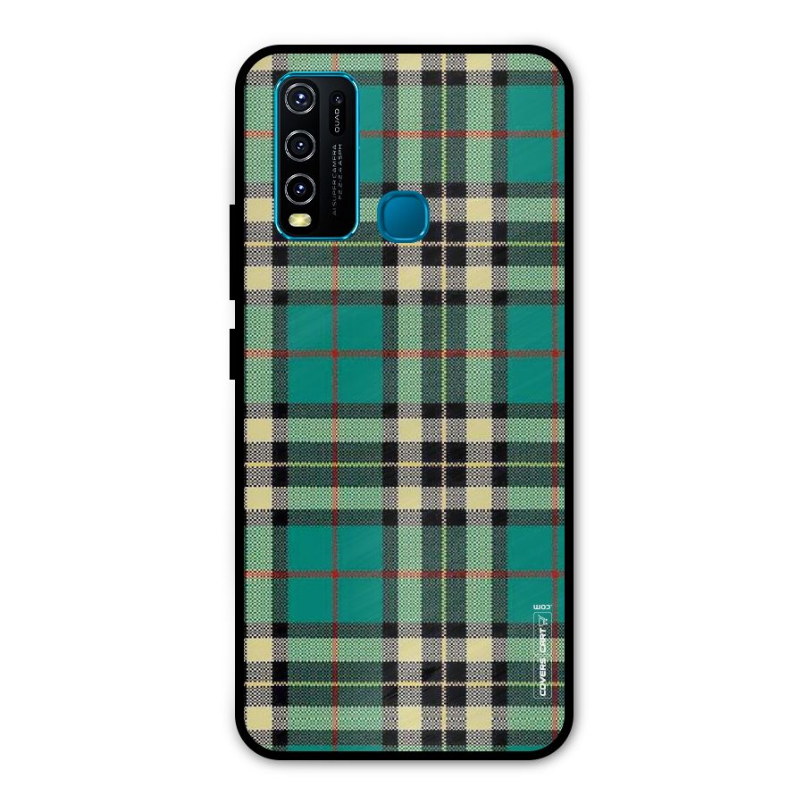 Green Check Metal Back Case for Vivo Y30