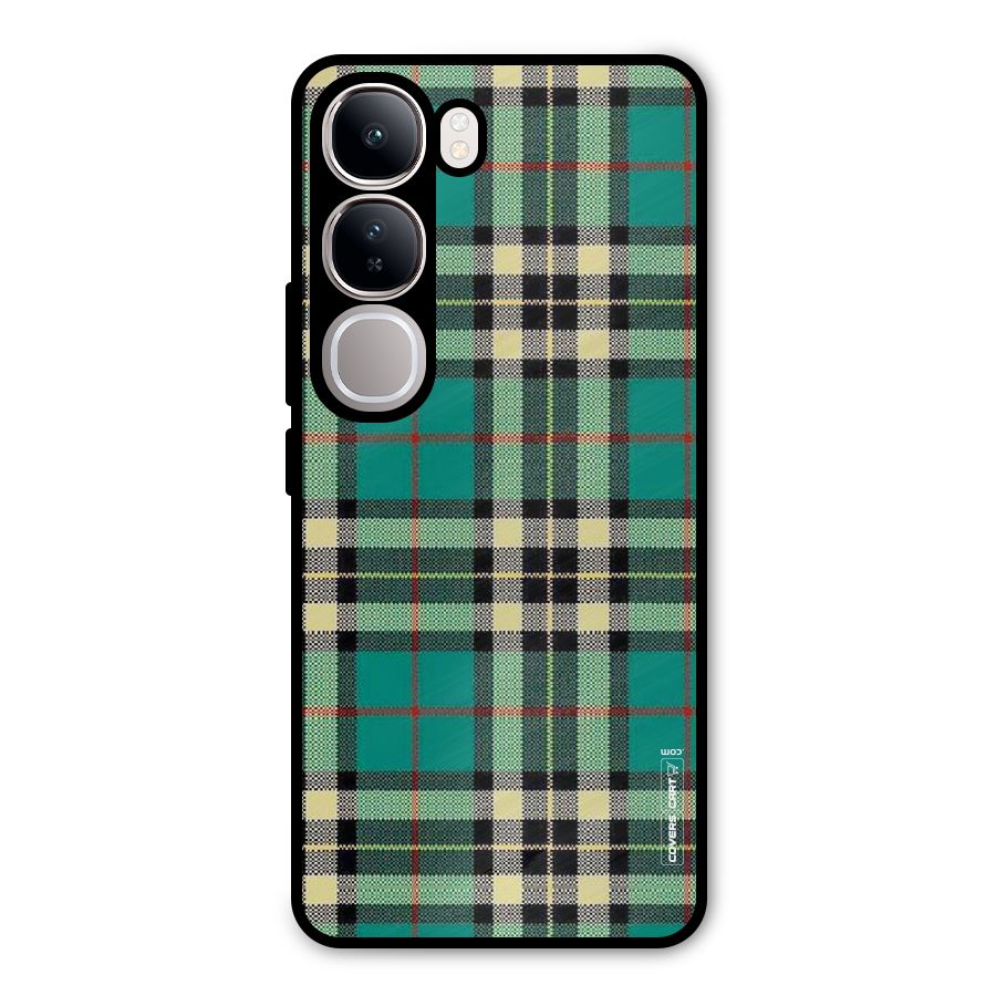 Green Check Metal Back Case for Vivo Y300