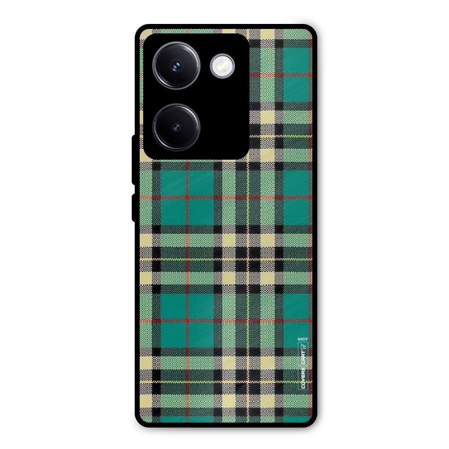 Green Check Metal Back Case for Vivo Y300 Plus
