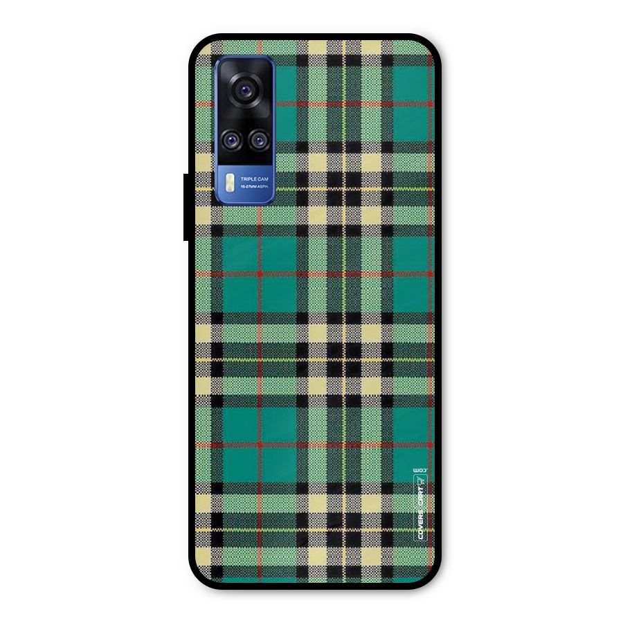 Green Check Metal Back Case for Vivo Y31