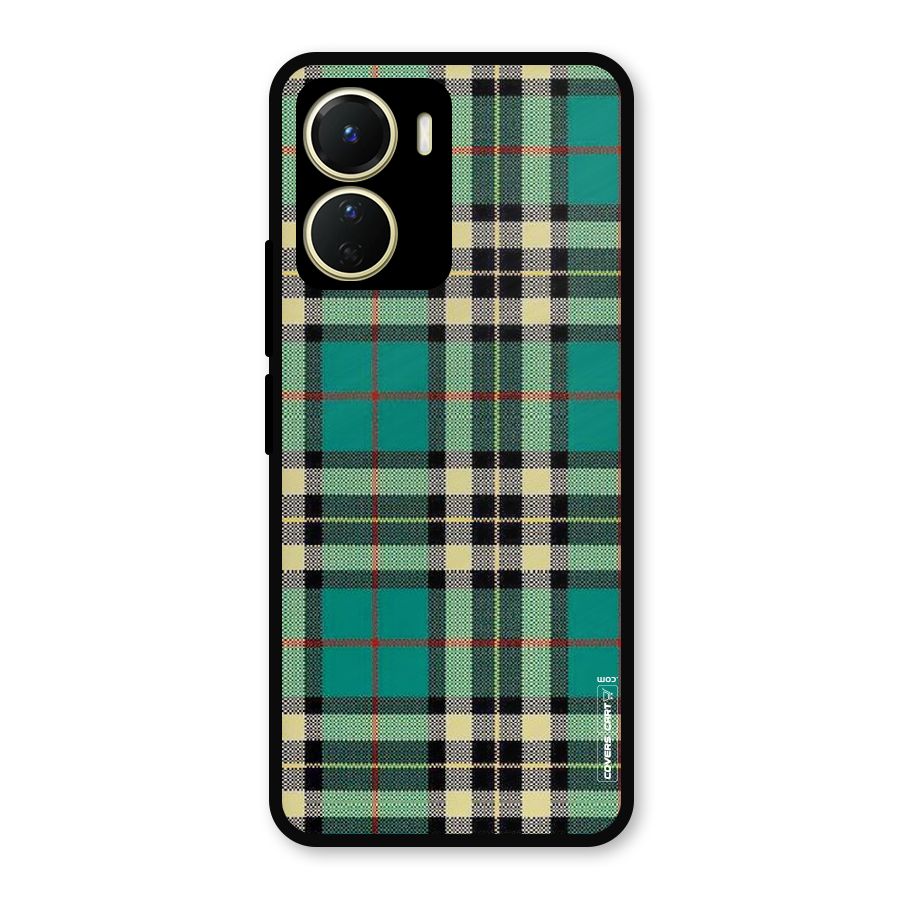 Green Check Metal Back Case for Vivo Y56