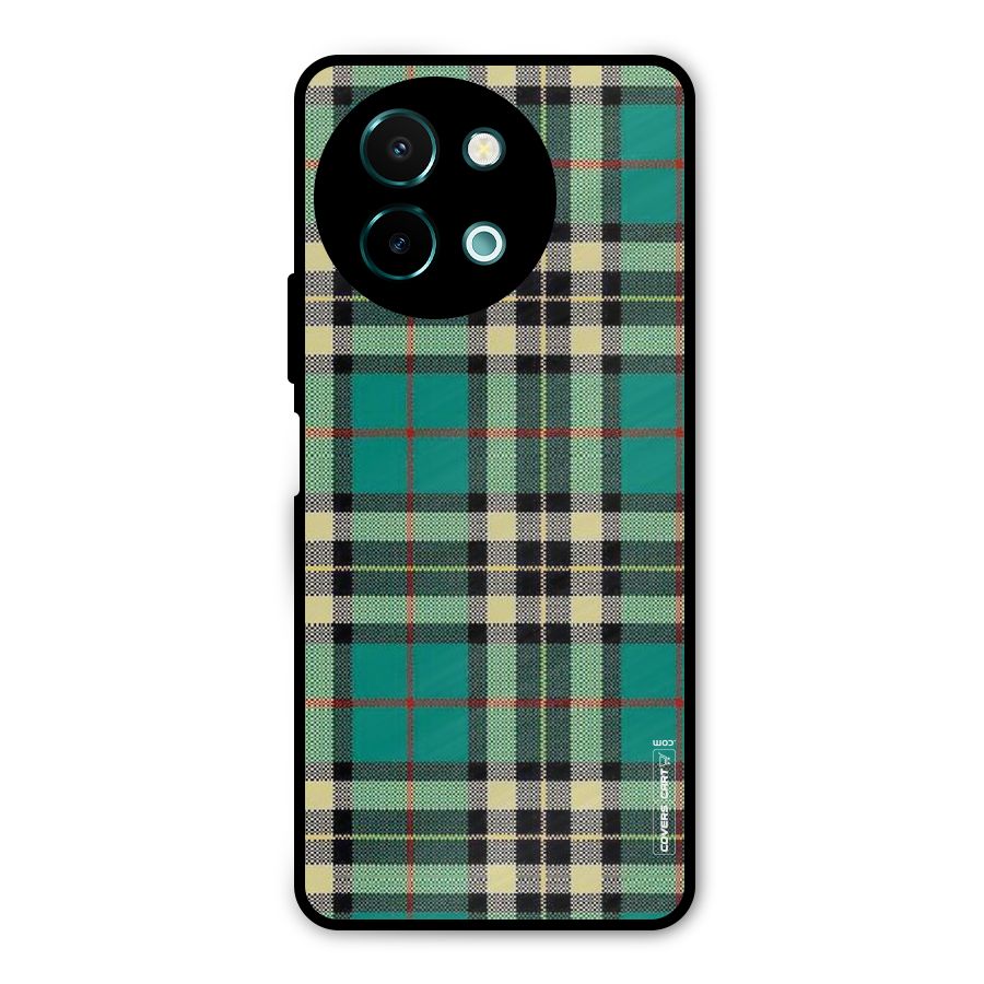 Green Check Metal Back Case for Vivo Y58