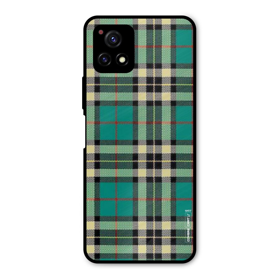 Green Check Metal Back Case for Vivo Y72 5G