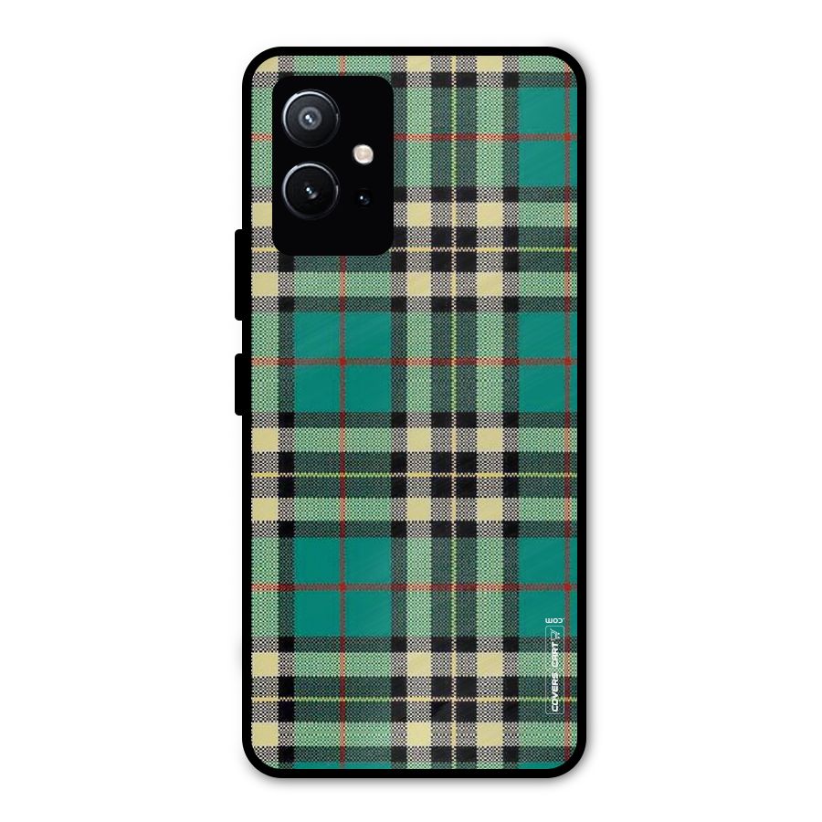 Green Check Metal Back Case for Vivo Y75 5G